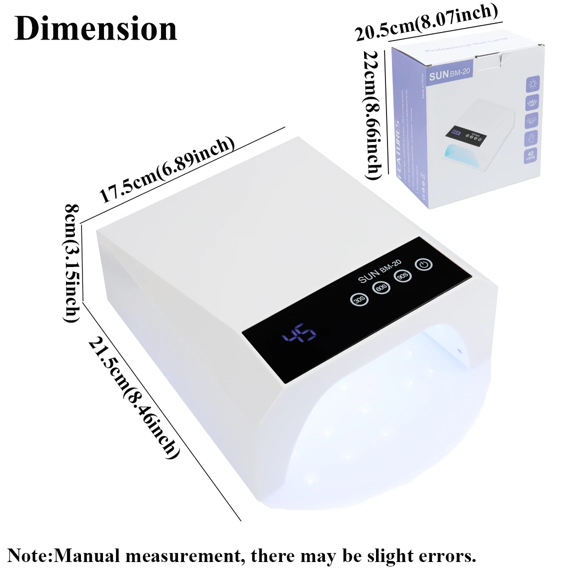 เครื่องอบเล็บยูวีแอลอีดีแบบชาร์จไฟได้ 42 ดวง พร้อมหน้าจอ LCD ตั้งเวลาได้ 3 ระดับ อุปกรณ์ทำเล็บสำหรับใช้ในบ้านและร้านเสริมสวย