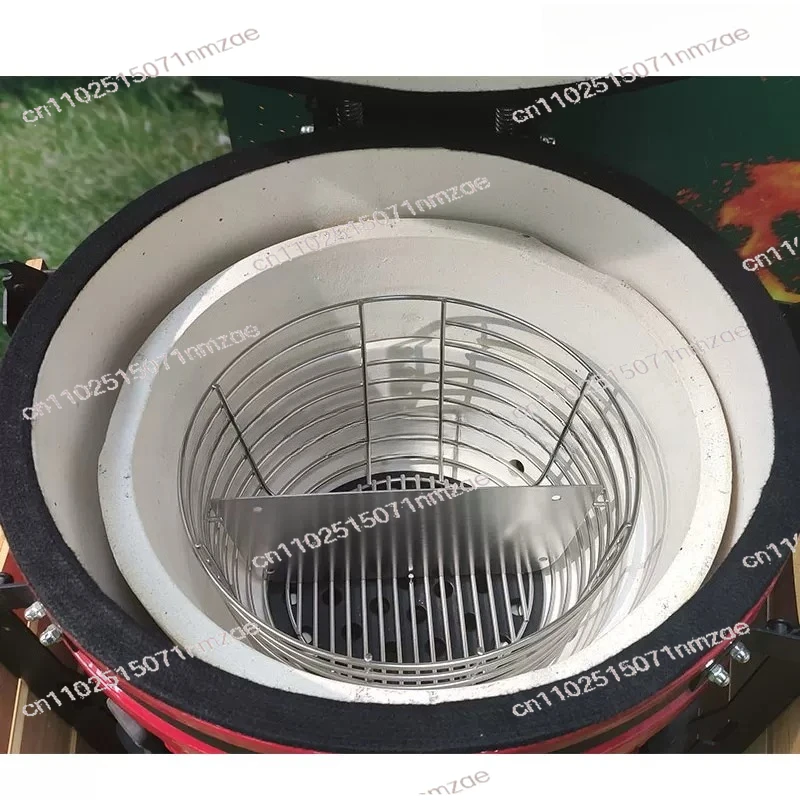 Ceramic Charcoal Basket With Baffle, Charcoal Dispenser Holder for BBQ Grill Accessory