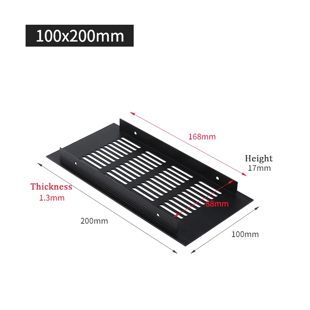 黒の交換用エアベントグリル、換気カバー、ワードローブアクセサリー、新品、100mm、150mm、400mm、1個