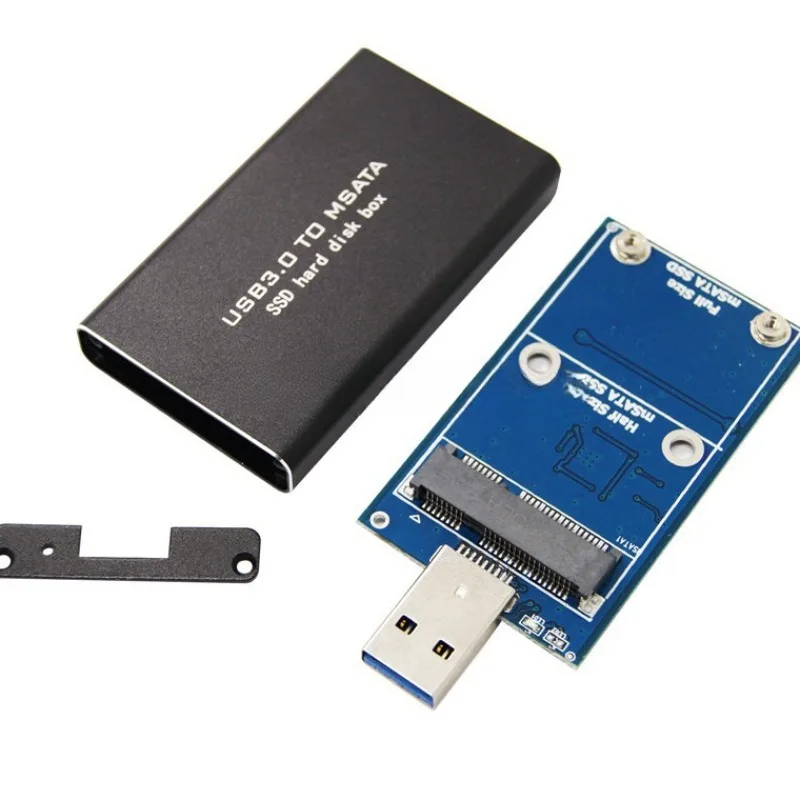 mSATA SSD Enclosure USB3.0 to mSATA Adapter, Aluminum Portable External Hard Drive Case, Support 30mm/50mm mSATA SSD, UASP, for