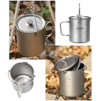 french press coffee pot Lixada 750ml Titanium Coffee Cup Mug French Press Pot Coffee Maker with Lid Outdoor Camping Cooking Pot