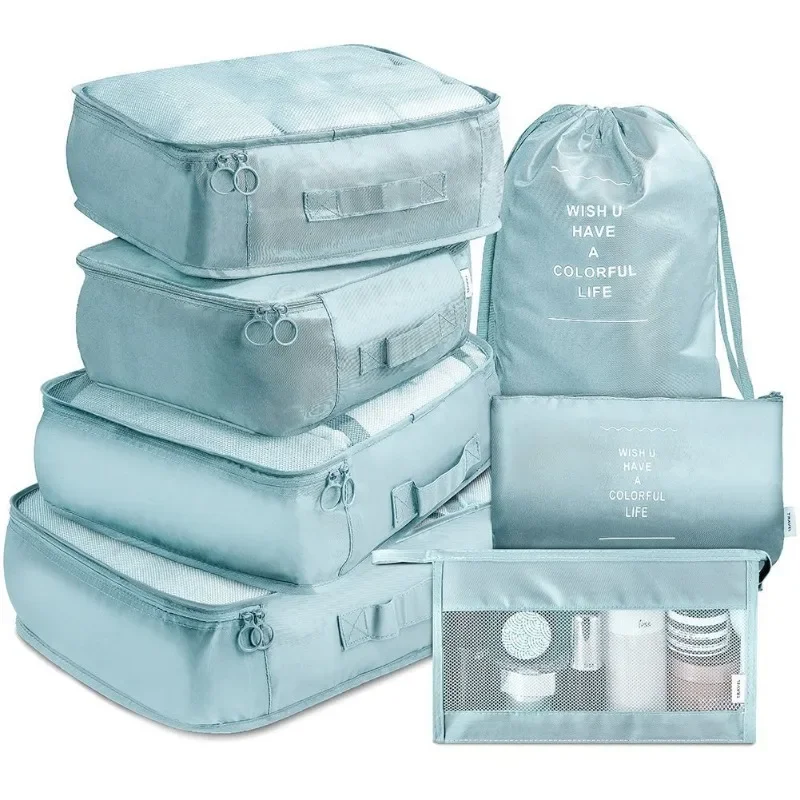 

7 Pcs/Set Travel Organizer Storage Bags Suitcase Packing Cubes Set Cases Portable Luggage Clothes Shoe Tidy Pouch Folding
