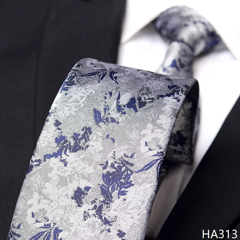 

High Quality Gray Blue Floral Pattern Necktie Men's Formal Shirt Accessories Business Banquet 8cm Wide Handmade Knotted Cravat