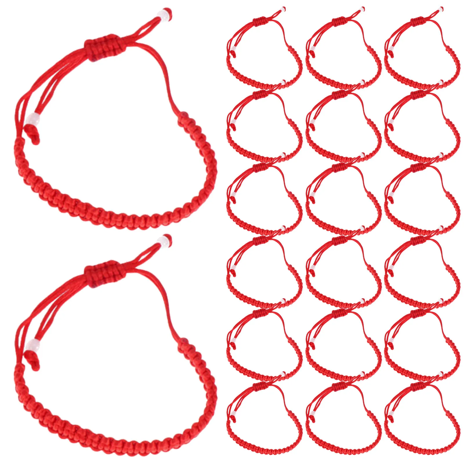 20Pcs Adjustable Handmade Red String Bracelets Unisex Braided Lucky Rope Protective Amulet Charm Wrist Cord Kabbalah Bracelet