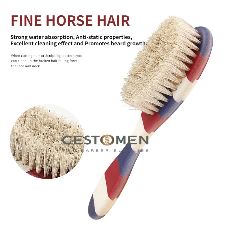 New Type Barber Horse Hair Beard Brush Professional Neck Dusting Brush Comb Face Mustache Clean Salon Hairdressing Styling Tools