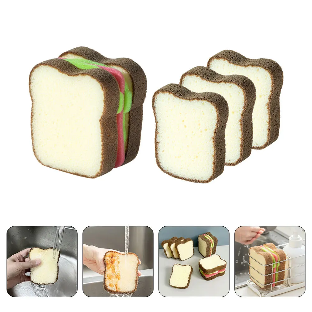 

4pcs Dish Sponge Scrubber Kitchen Sponges For Washing Dishes Multi-Use Cleaning Sponge Strong Decontamination Water Absorption