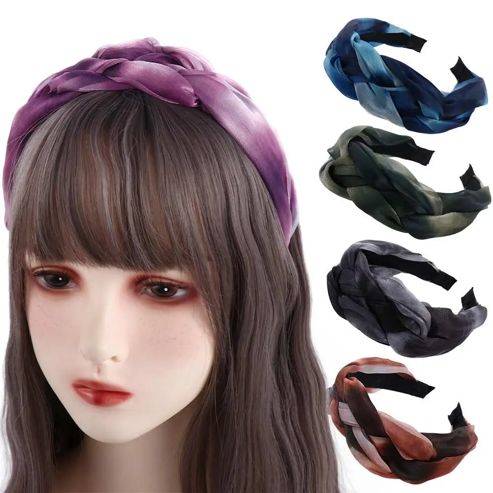 

Female Wide Edge Makeup Headwear Girls Mesh Korean Style Headband Women Headband Hair Accessories Twisted Braid Hair Hoop