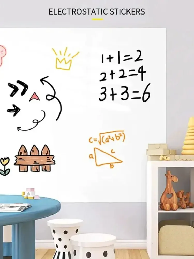 Tableau blanc électrostatique autocollant amovible réutilisable enseignement Graffiti planche à dessin ménage PP effaçable tableau blanc