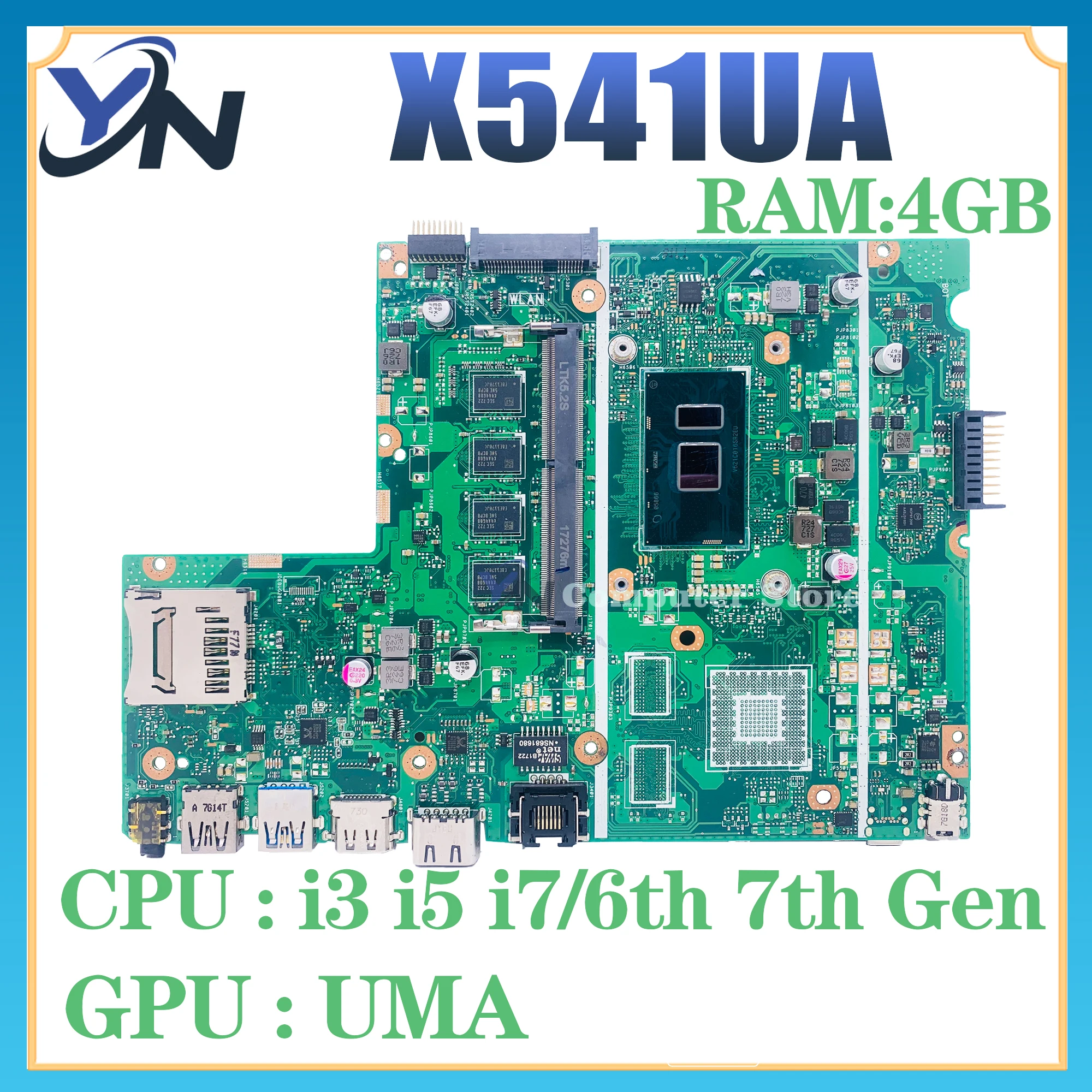 

Mainboard X541UA Laptop Motherboard For ASUS X541UJ X541UAK X541U F541U A541U X541UV X541UVK I3 I5 I7 CPU 4GB/8GB-RAM UMA