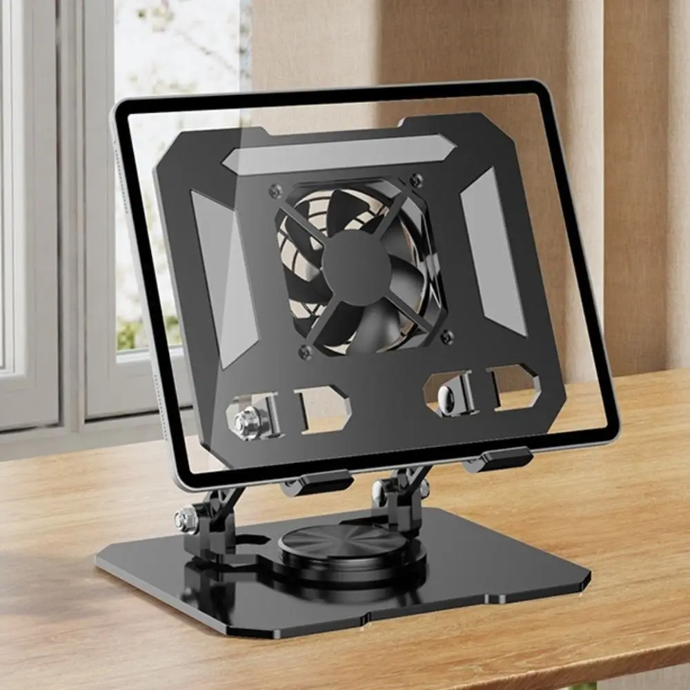 360 ° Rotatable Cooling Fan Tablet Bracket Adjustable Foldable Tablet Cooler Base Stand Portable Heat Dissipation