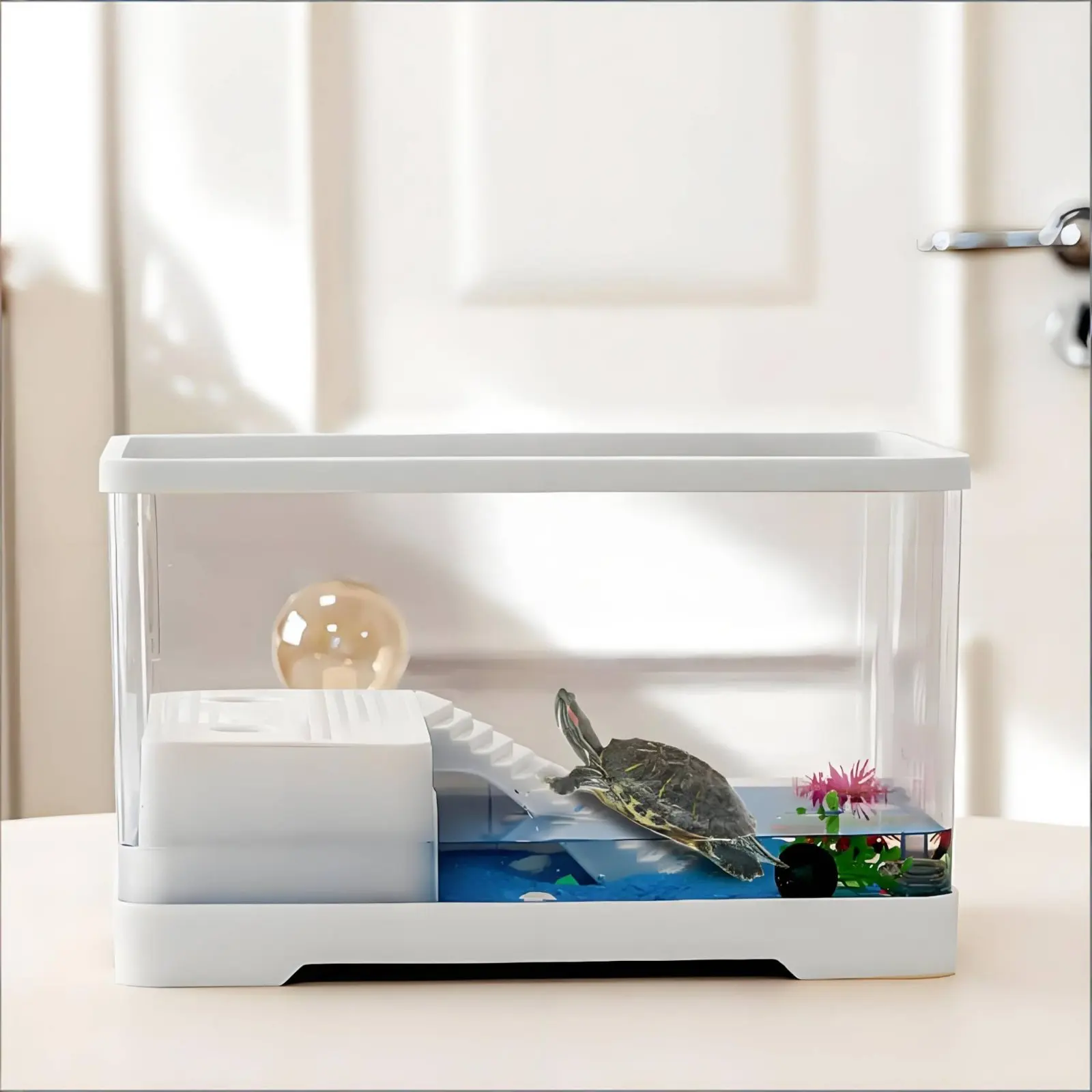 Turtle Basking Platform Multi-Functional Design Turtle Climbing Ramp Tortoise Climbing Ladder Provides Hiding Area for Aquariums
