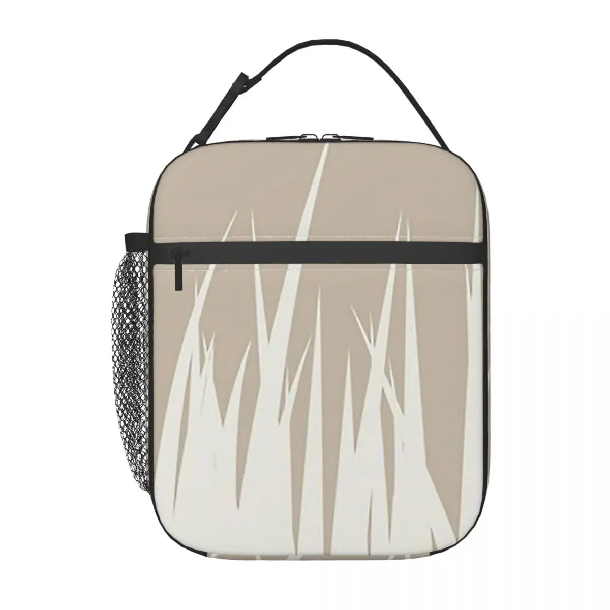 Grass Minimalist Botanical Boho Beige Insulated Lunch Bag for Women Children Portable Food Boxes Thermal Lunch Box Tote