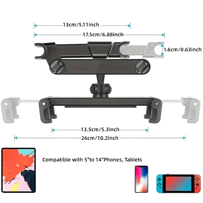 Supporto per Tablet per auto poggiatesta supporto per Tablet supporto per poggiatesta compatibile con dispositivi per telefoni cellulari e Tablet