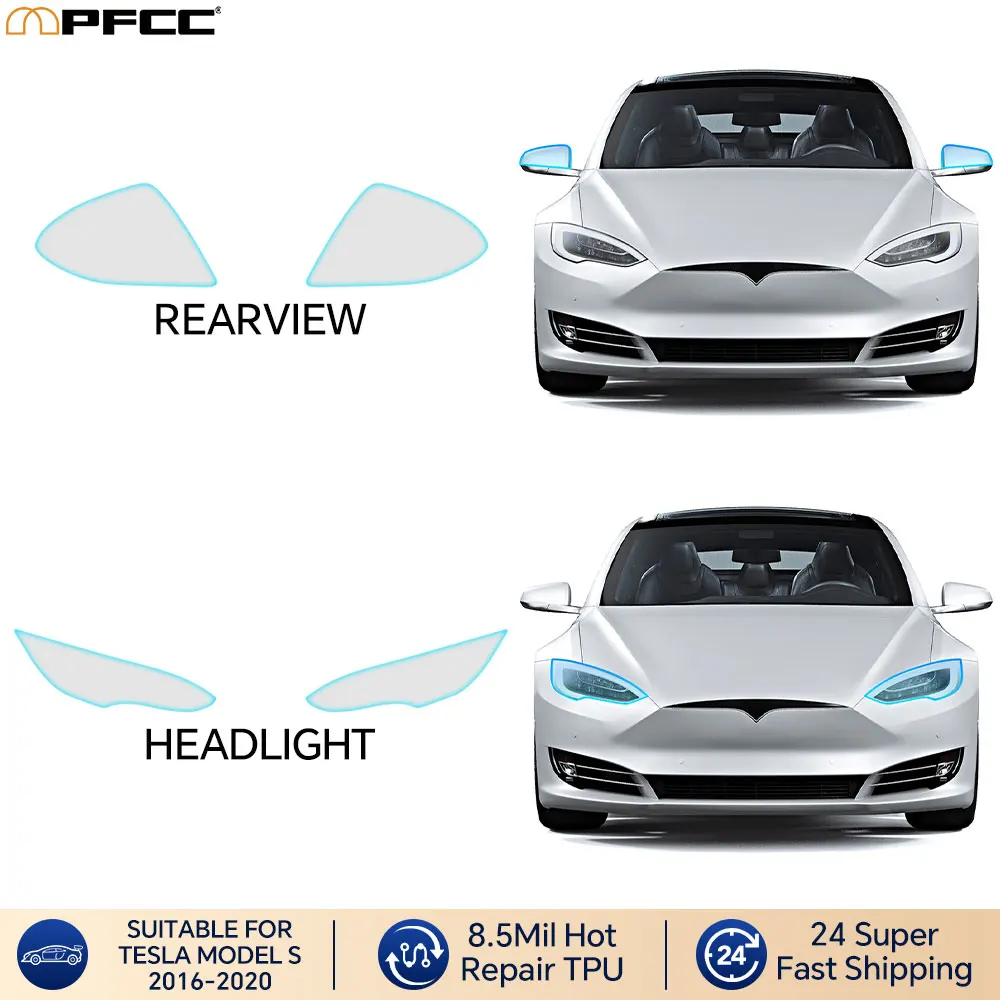

For Tesla Model S 2016-2020 PPF Pre Cut Headlight Rearview Protection Film Car Sticker Kit Anti-scratch Protective Accessories
