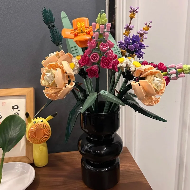 

2025 New Flower Bouquet Building Blocks Flowers Centrepiece Brick Wall Decor Crafts Set Toy Birthday Gift Adult Children'S Toy