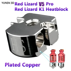 Bloque calefactor de cobre para impresora 3D, accesorios de extrusión para Haldis 3D Red Lizard V5 Pro y Red Lizard K1