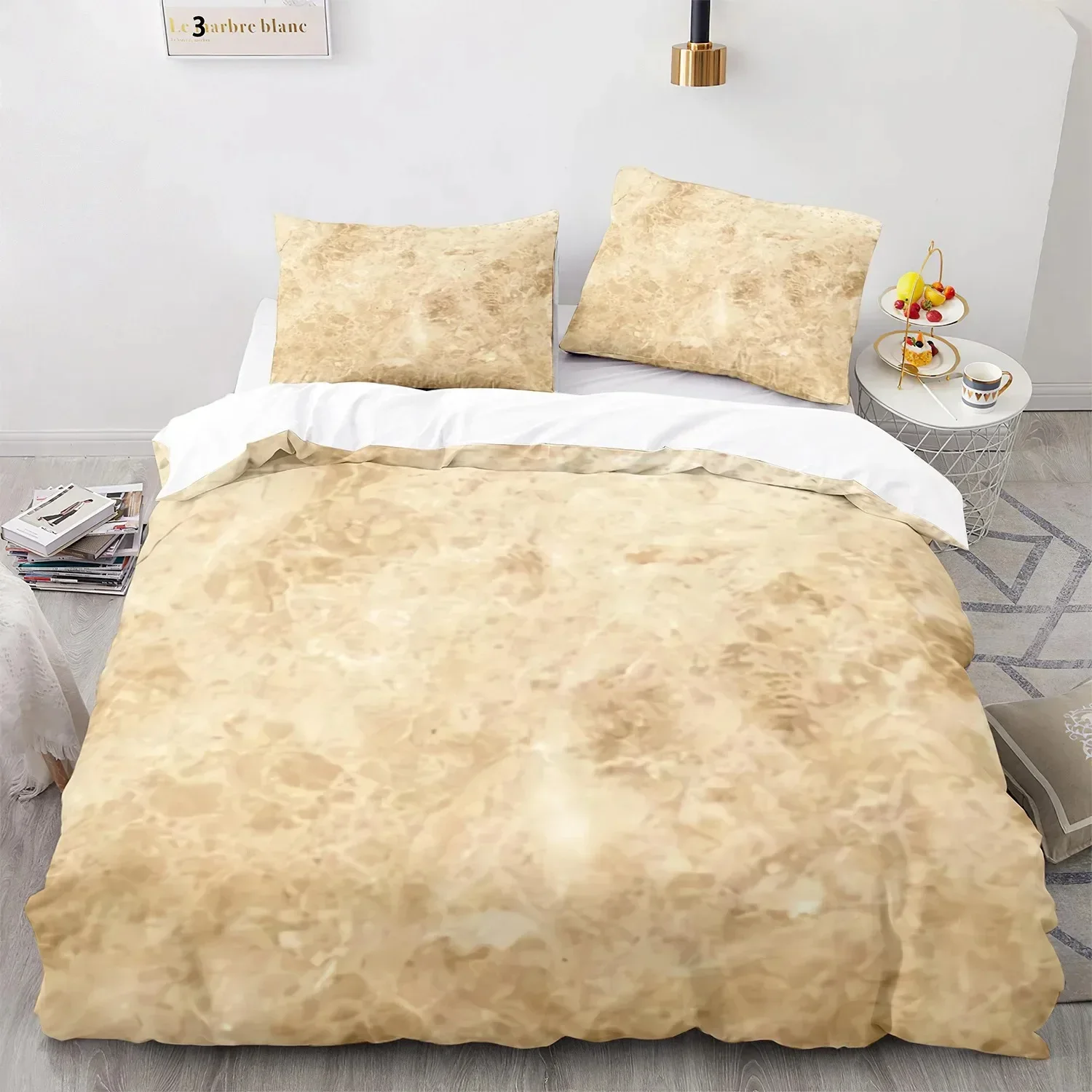 3D White Gold Abstract Marble Texture Comfortable Duvet Cover Pillowcase Bedding Set Children Bedroom Decoration Home Textile