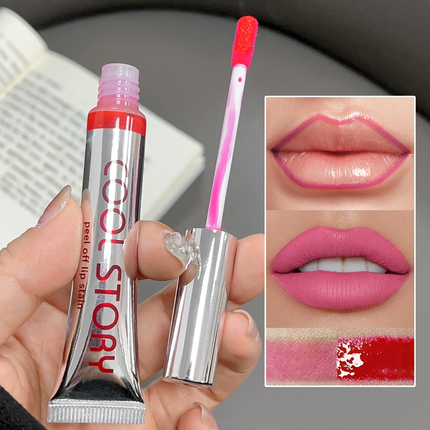 9 สี Matte Peel Off เพิ่ม Lip Liner สีสูงแต่งหน้า Tattoo กันน้ํา Natural Lasting Tear-off Lips Stain เครื่องสําอางค์