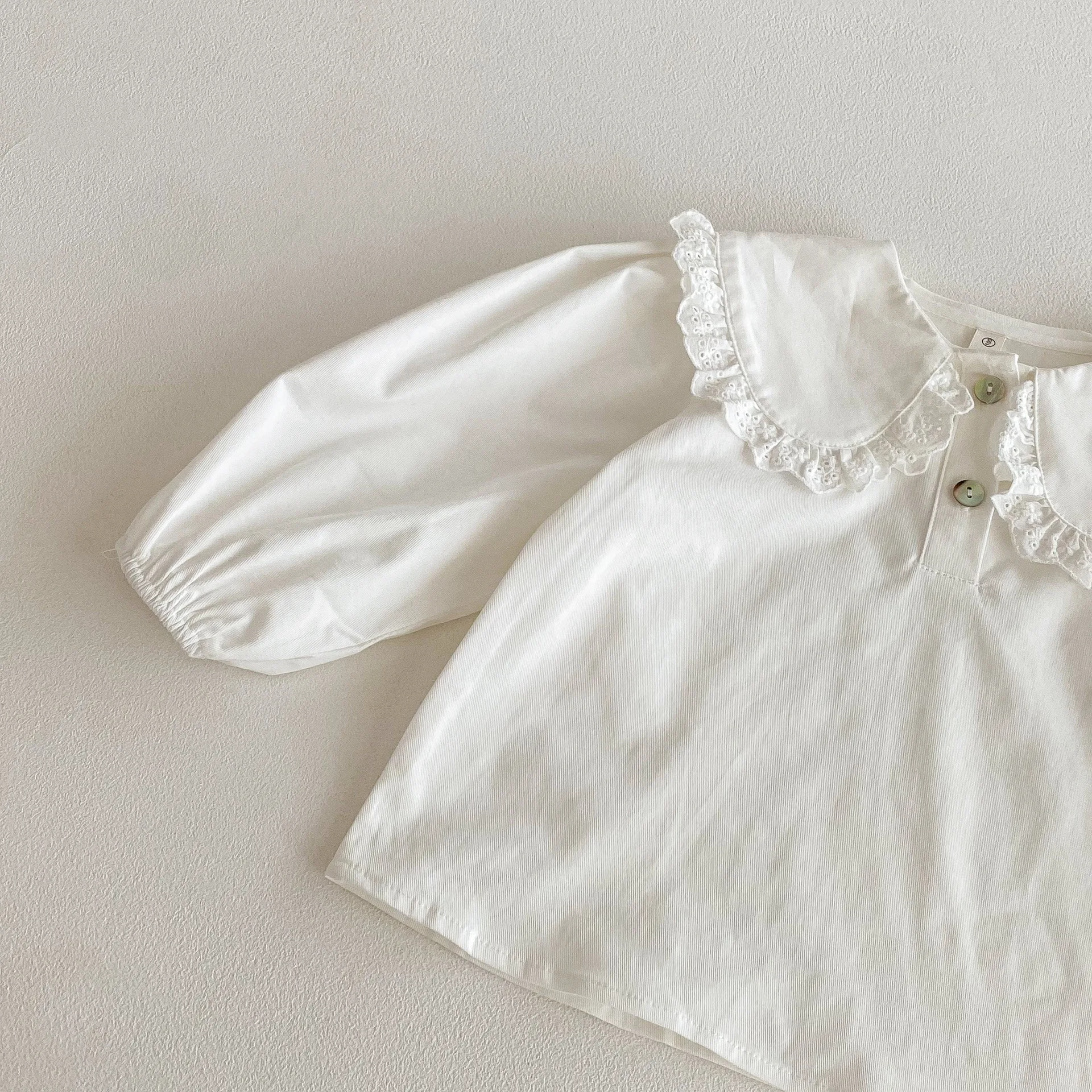 Kinder Mädchen Spitze T-Shirt Kinderkleidung Baby Kleinkind Kinder Langarm Kragen T-Shirts Vielseitige Basisschicht Herbst Frühling Tops 1-8T – Detail 6
