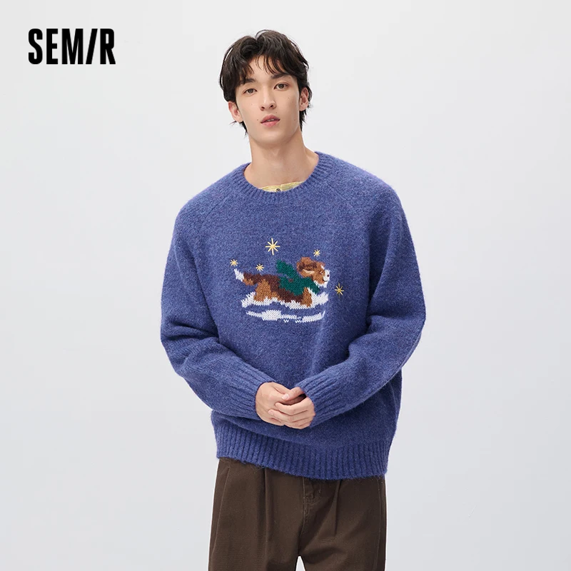 Semir Men Knit Sweater Pet Graphic Dog Graphic Jacquard 2026 New Winter Daily Wear Urban Casual Style Cold Weather Layering