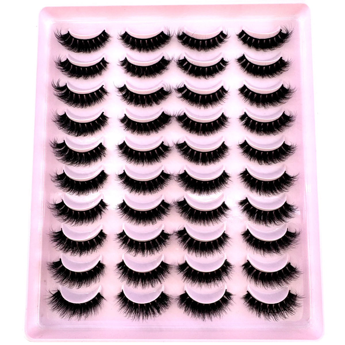 Natural Eyelashes 20 Pairs Fluffy Soft Wispy Volume Long False Eyelashes 3D Faux Mink Eyelash Cat Eye Handmade Lashes Makeup