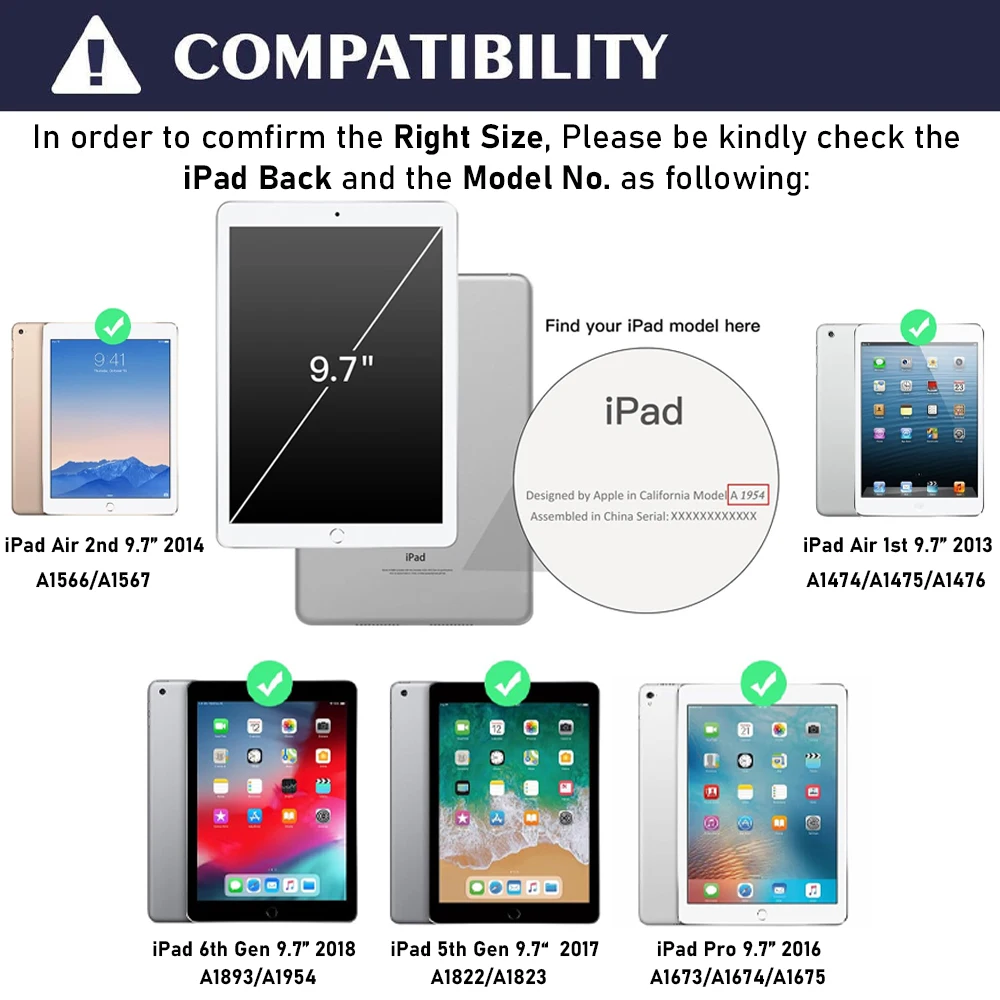 For iPad 9.7 inch Case, Keyboard Case for iPad 9.7 Inch iPad 6th / 5th Gen/iPad Pro 9.7 2016, iPad Air 2/iPad Air 1