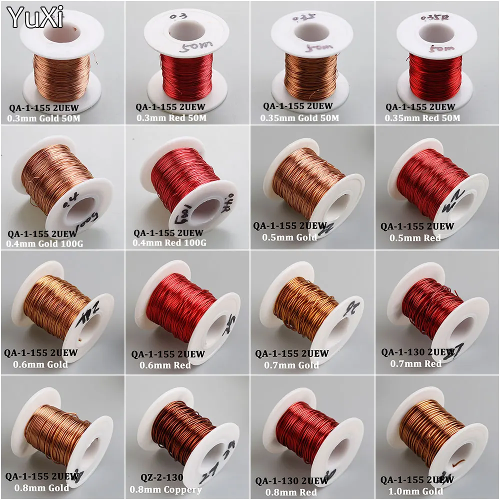 0,2 mm 0,3 mm 0,35 mm 0,4 mm 0,5 mm 0,6 mm 0,7 mm 0,8 mm 1,0 mm Drut miedziany QA-1-130 QA-1-155 QZY-2-180 Drut emaliowany poliuretanem
