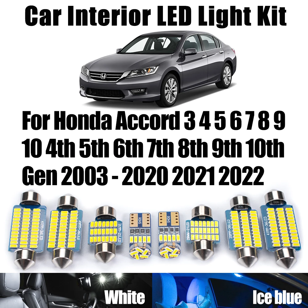

Комплект внутренних светодиодных автомобильных потолочных ламп для Honda Accord 3 4 5 6 7 8 9 10 4th 5th 6th 7th 8th 9th 10th Gen 2003-2020 2021 2022