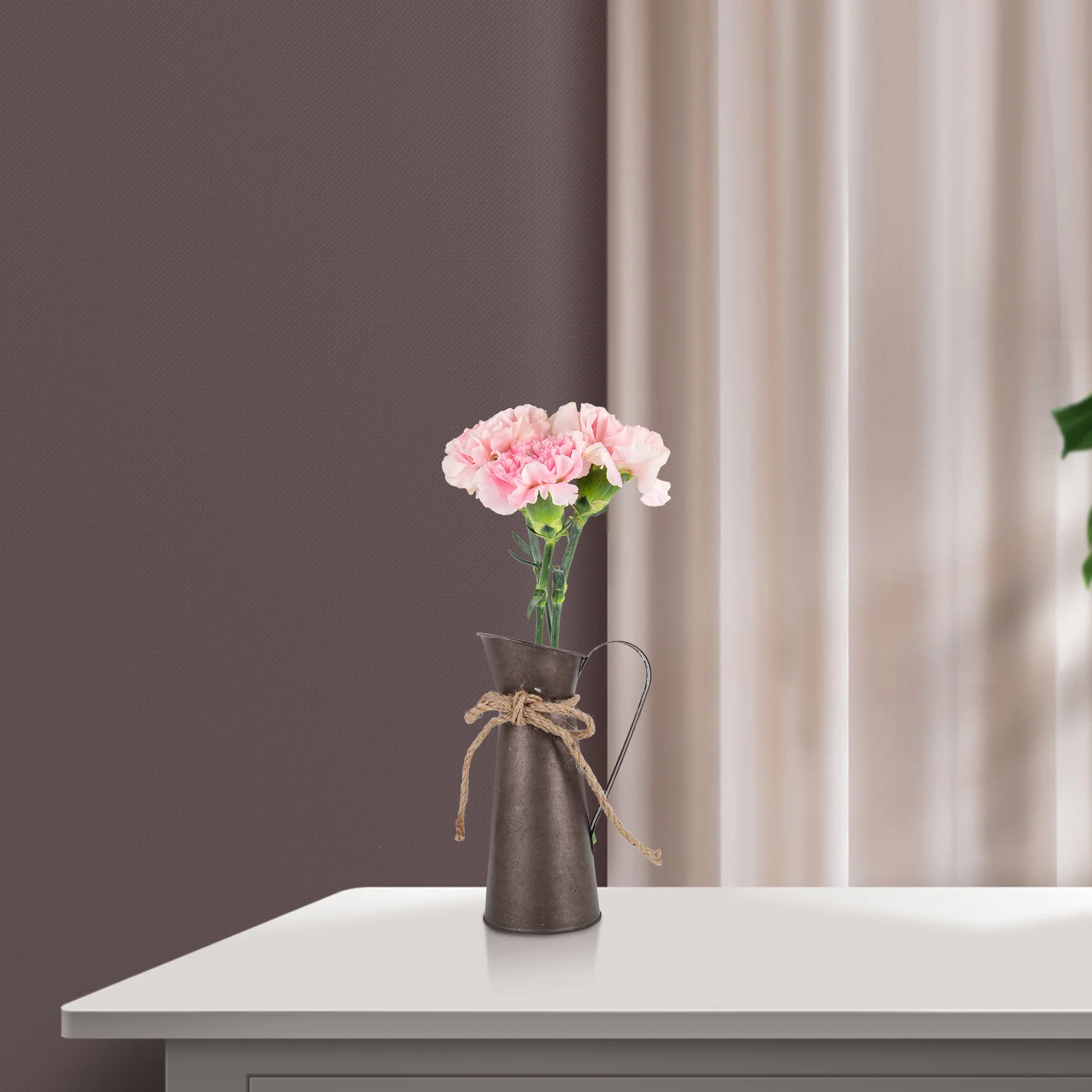 

Retro Iron Flower Bucket Vintage Metal Plant Pot Dried Fresh Flower Arrangement Rustic Vase Home Office Decor