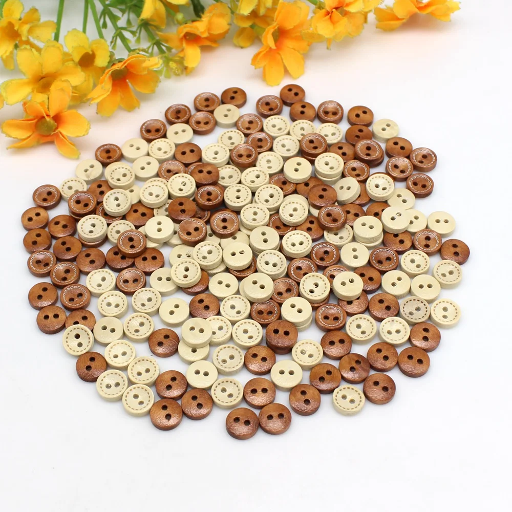 100 o 200 pezzi mini bottoni misti per scrapbooking artigianale bottoni piccoli in legno 10mm materiali artigianali fai da te