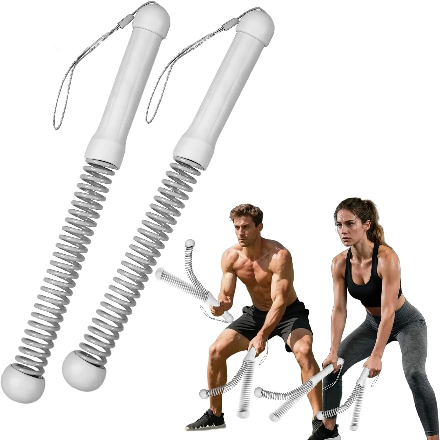 Cuerdas de resistencia sin cable de segunda generación para gimnasio en casa, cuerdas de resistencia portátiles de alta resistencia con resorte integrado (sin tornillos), cuerda de ejercicio con peso para hombres y mujeres, equipo de entrenamiento HIIT