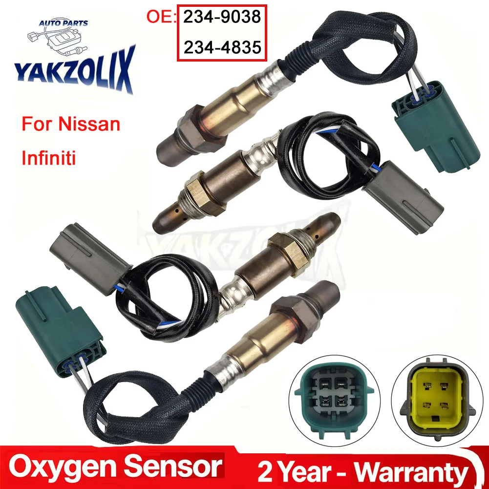 4pcs for Nissan Armada Pathfinder Titan 5.6L Infiniti QX56 2008-2012 Oxygen Sensor Upstream Downstream 234-9038 234-4835 4 Wires