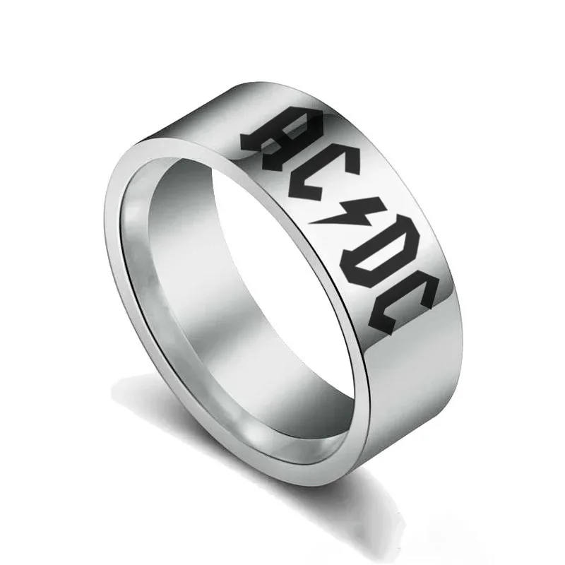 Stainless Steel Ad Dc Ring Rock Band Logo Titanium Steel Ring Men's Punk Simple Jewelry