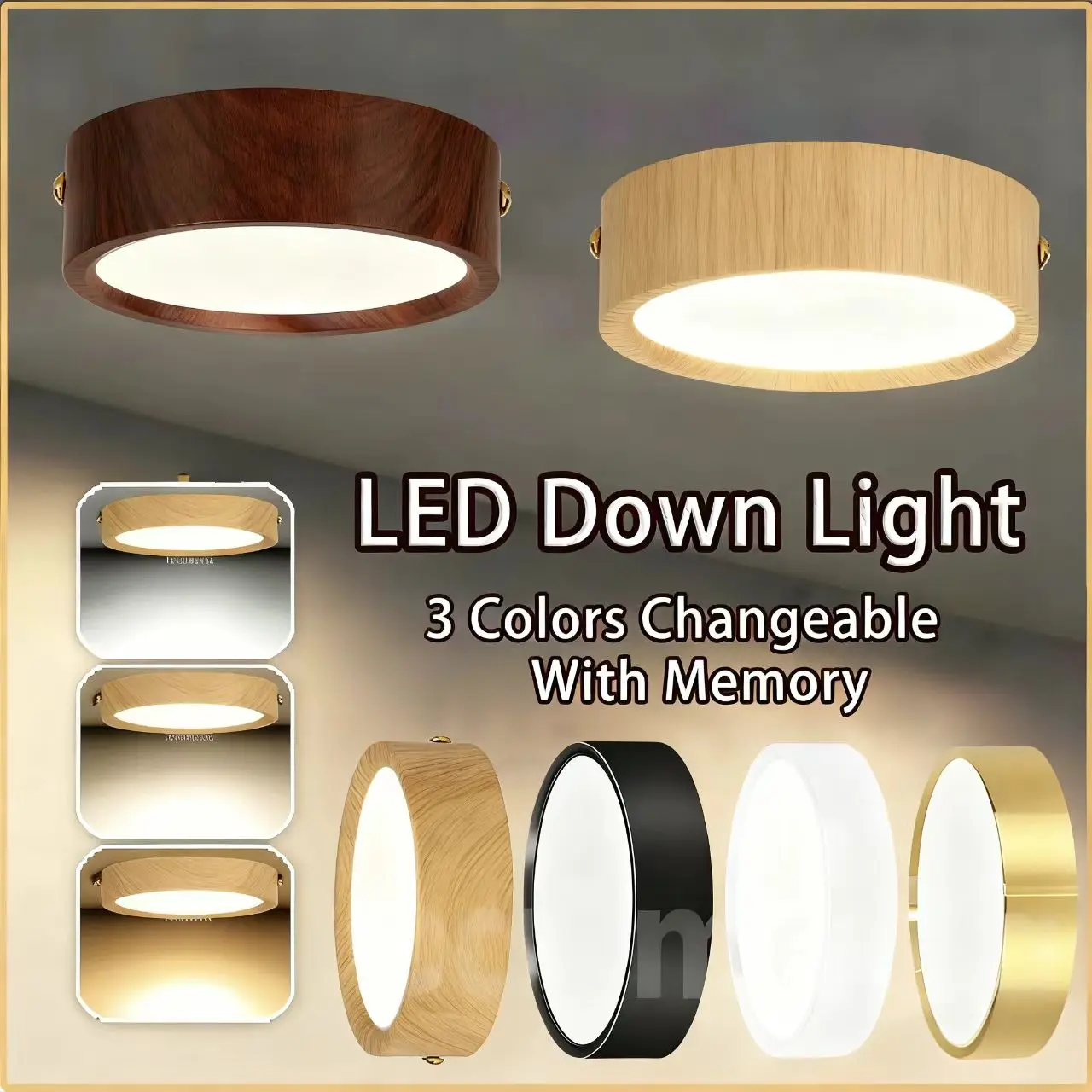 Modern Led Ceiling Light Spotlight Downlight Surface Mounted 3 Color Light With Memory Led Light for Living Room Indoor Lighting