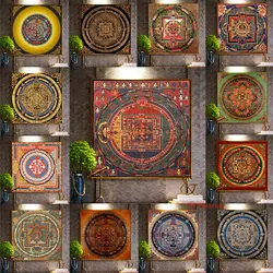 Vintage Buddha Mandala Thangka Art Print Poster Scripture Wall Art Pictures Canvas Painting Religious Faith Yoga Home Decor Gift