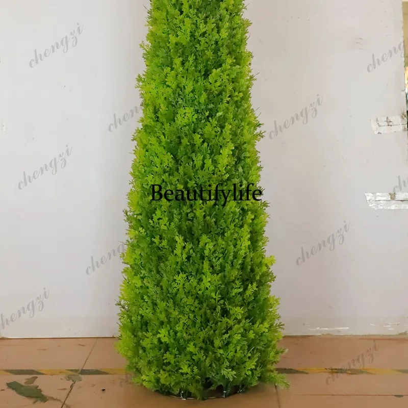 A74 Simulation Cone Tree Indoor and Outdoor New Columnar Pine Hotel Home Landscape Floor Green Plant Ornament