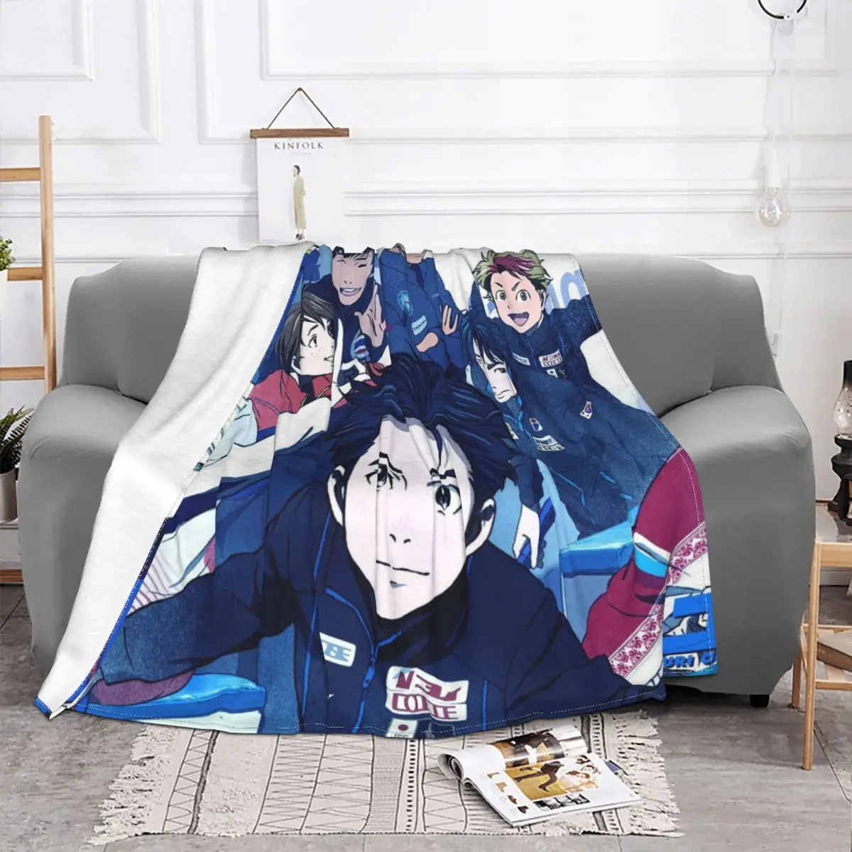 Yuri On Ice Anime Fleece Throw Blanket 3D Cartoon yuuri katsuki Blanket for Sofa Couch Lightweight Thin Quilt