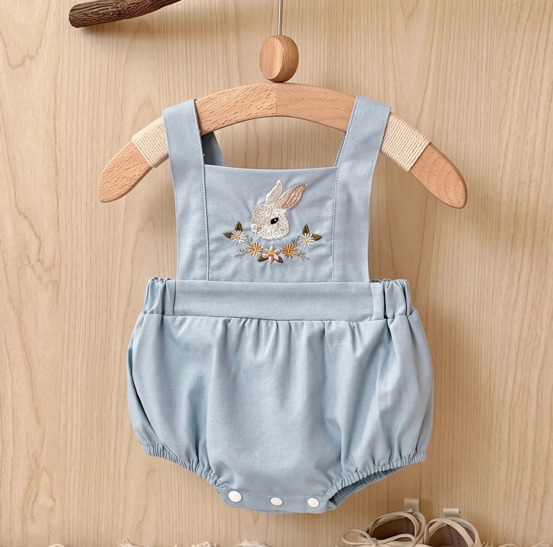 Sommer-Strampler für Babymädchen mit Cartoon-Hasen-Stickerei, Niedliche Overalls für Kleinkinder im Süßen Stil – Detail 8