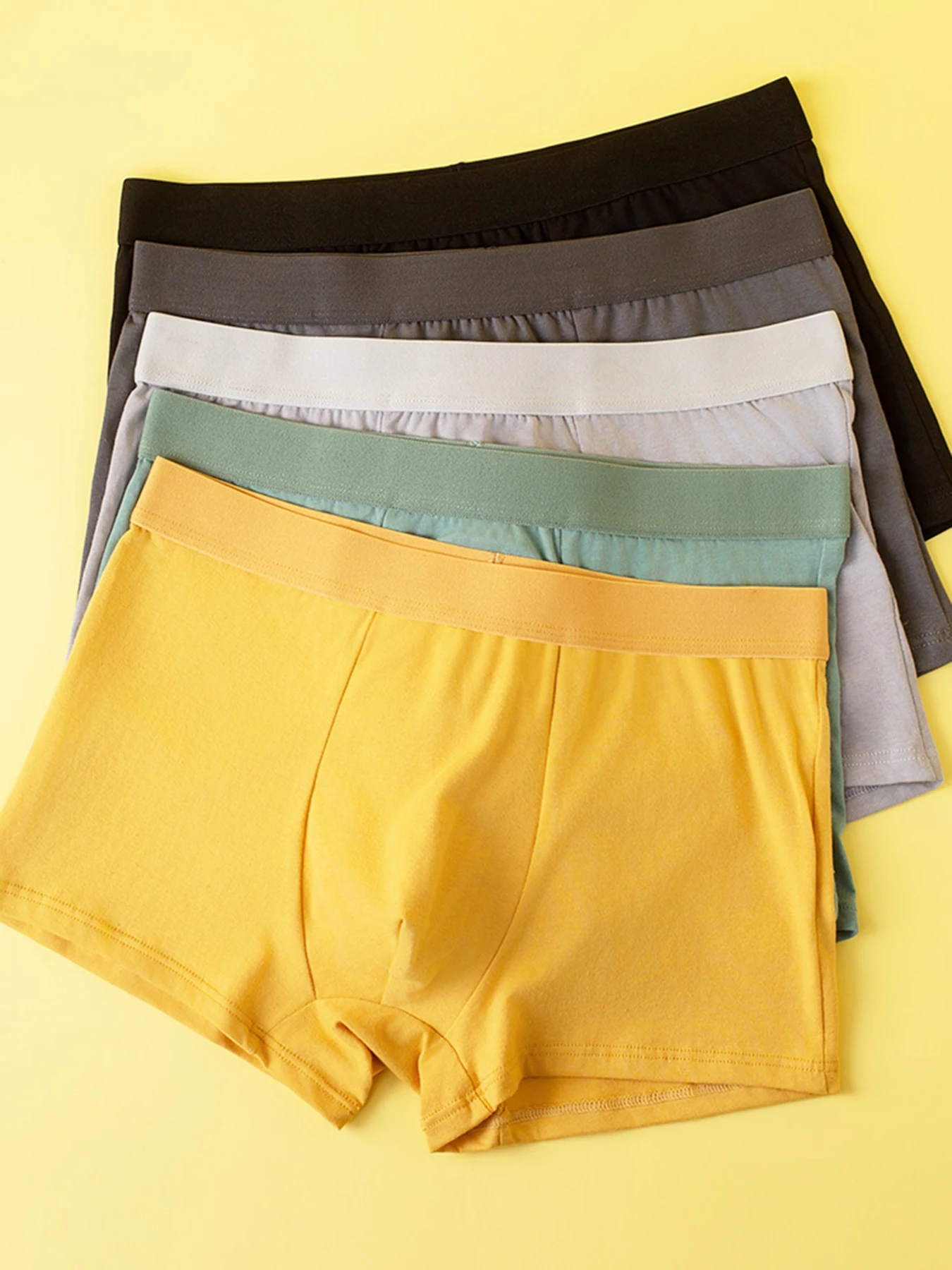 

5PCS Cotton Casual Men's Shorts Sexy Slim Fit Temperament Boxer Fashion Personalized Underwear Comfortable Solid Color Panties