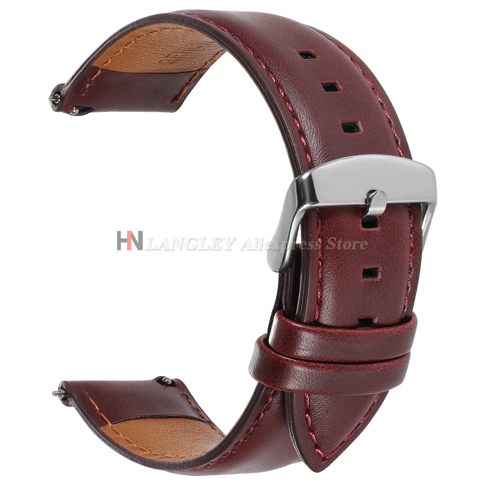 Quick Release Echt Koeienhuid Lederen Horlogeband Strap 18mm 20mm 22mm voor DW voor Omega Zwart bruin Rode Pin Gesp Horloge Accessoire