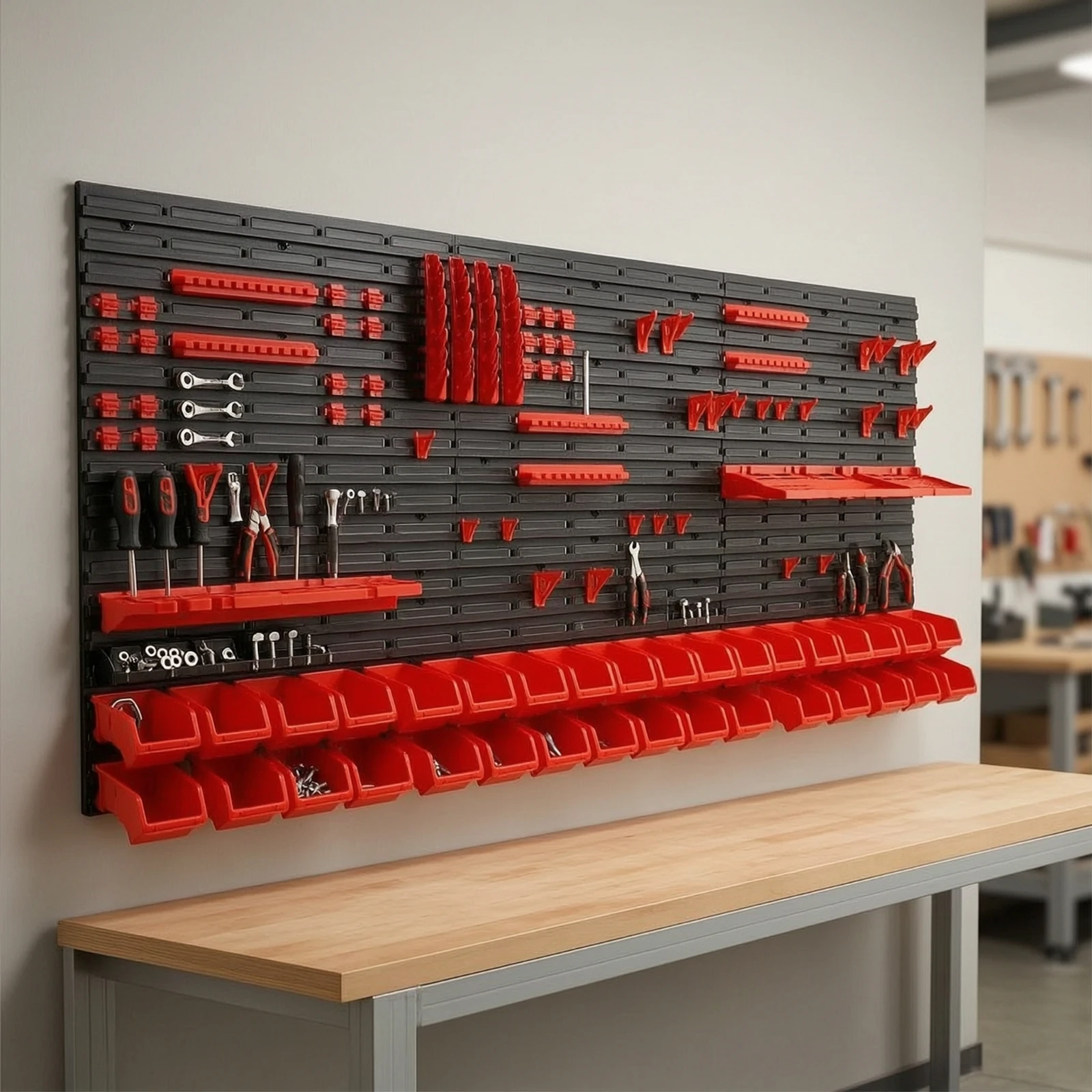 Pegboard Organizer with Bins and Hooks Modular Wall Mounted Pegboard Organizer Wall Tool Board with Bins Slotted for DIYers