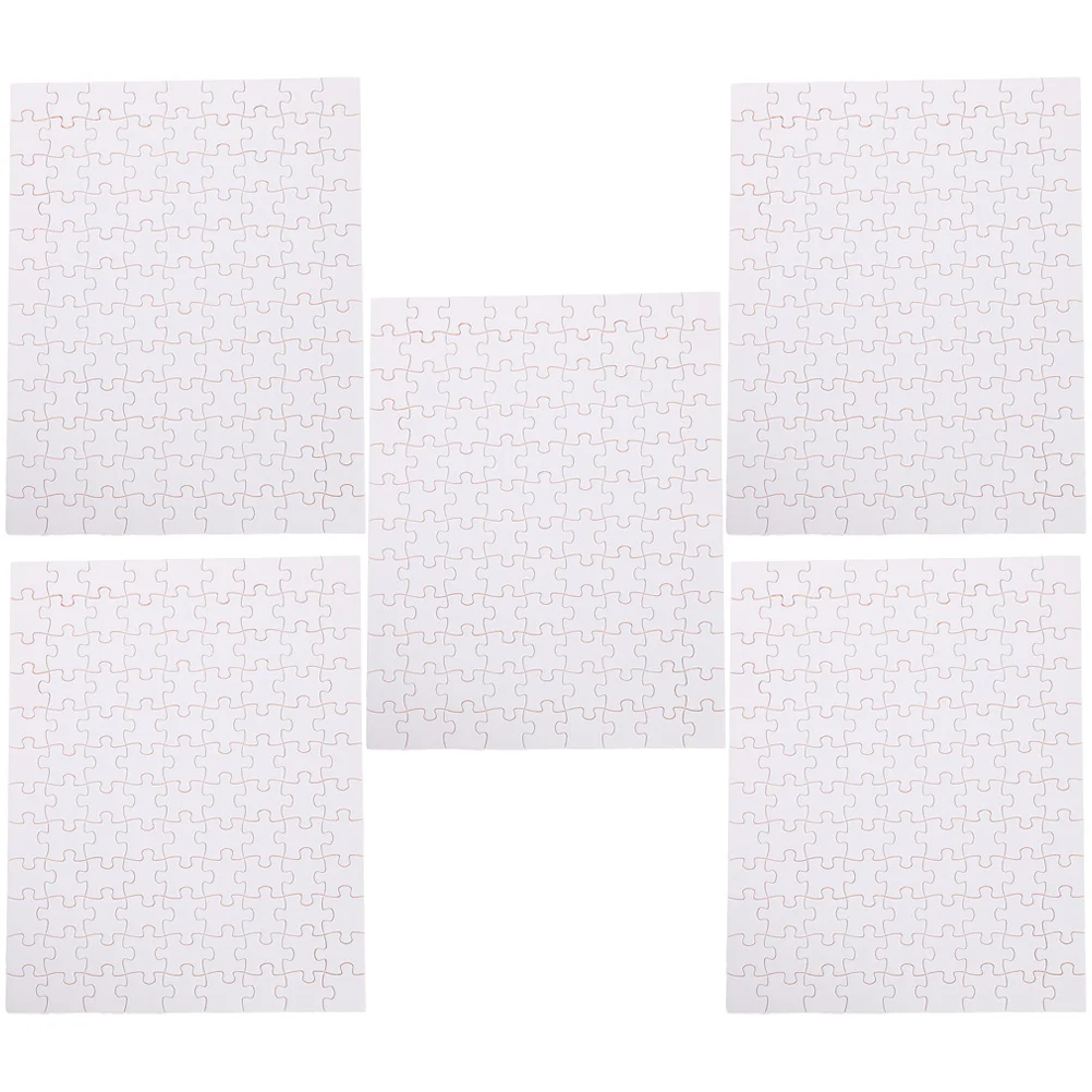 

5 Sheets Blank Puzzle Gift Cognitive Plaything Transfer Puzzles UV Sublimation DIY Wood Imagination