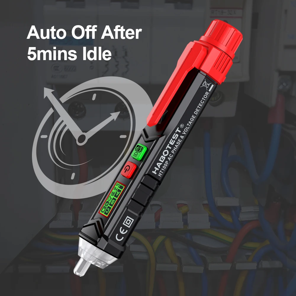 HABOTEST Berührungsloser Spannungsprüfer mit Ton- und Lichtalarm, Dual-Sensitivität, AC12-1000V, Leiter- und Neutralleiter-Detektor, automatische Abschaltung HT90 – Detail 7