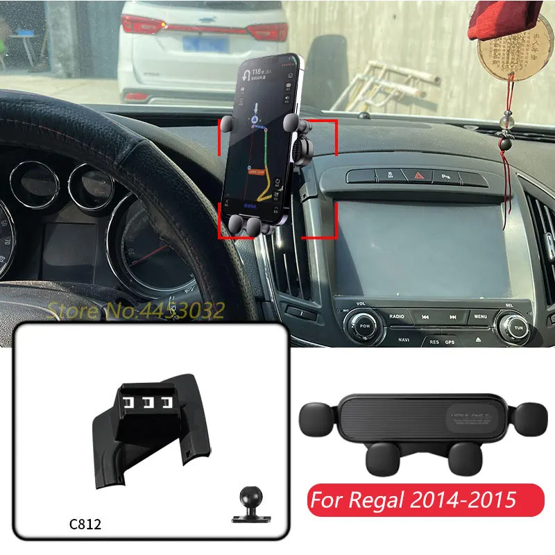 Car Phone Mount For Buick Regal 2014-2015 Gravity Auto-Clamping Phone Stand with Base Horizontal Bracket Interior Accessories
