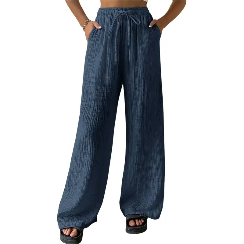 

Женские широкие пляжные брюки CYL с эластичным поясом, легкие, струящиеся, в стиле палаццо, для отдыха, с карманами