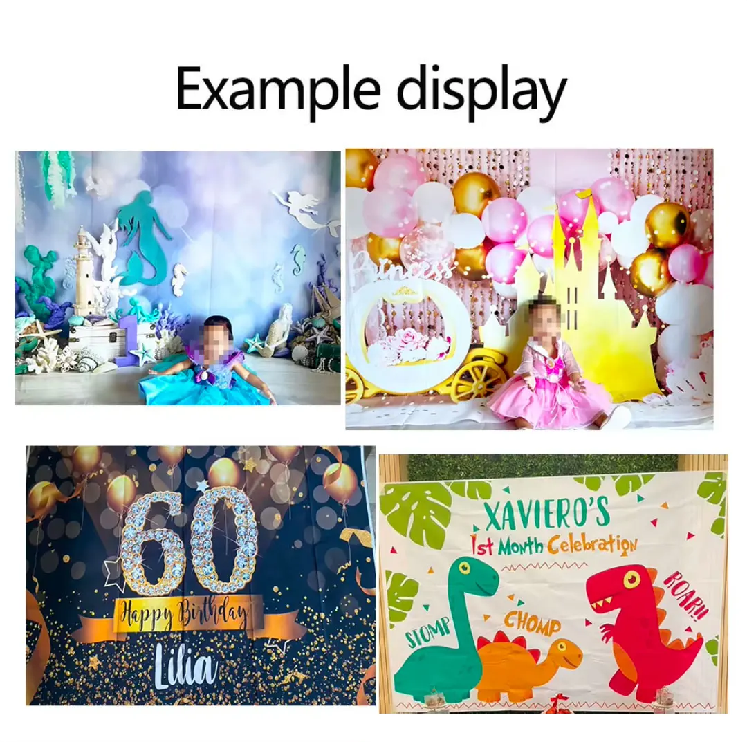 Benutzerdefinierter Name Alter Text Foto Kindergeburtstag Party Banner Hintergrund Zusätzliche Kosten