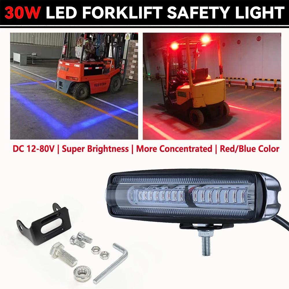 

Upgrade 30W 15 LED Forklift Truck Safety Work Light Bar Red/Blue Flood Beam Danger Zone Warning Lamp Side Line Marker Lights