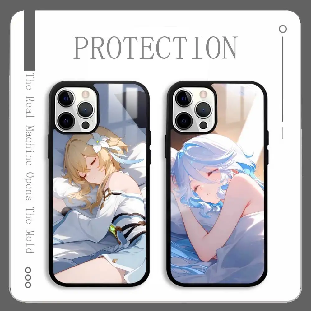 

Genshin Impact Furina Lumine Phone Case For IPhone 17 16 15 14 13 12 11 Pro Max Plus Mini Plus Hard Mirror Surface Protect Funda