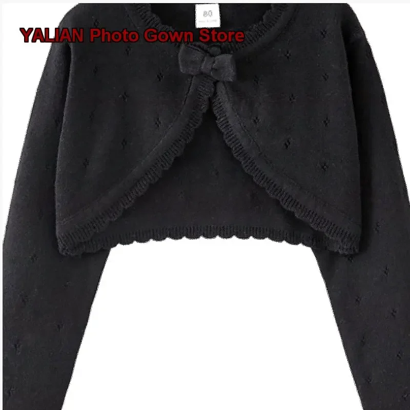 Kids Dance Costume Shawl Spring Summer Hollow Out Girls Short Knit Outerwear Strap Dress Lightweight Outerwear Dance Dress
