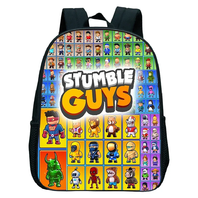 Mochila dos desenhos animados Stumble Guys para crianças, Mochilas escolares impermeáveis, Kids Kindergarten Bag, Baby Toddler, Boys and Girls